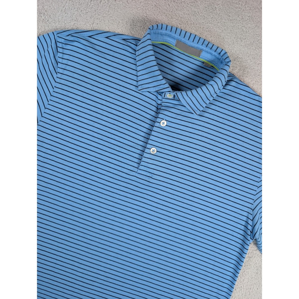 tasc Performance Mens Blue Striped Micro Modal Golf Polo Shirt TM546 Size M
